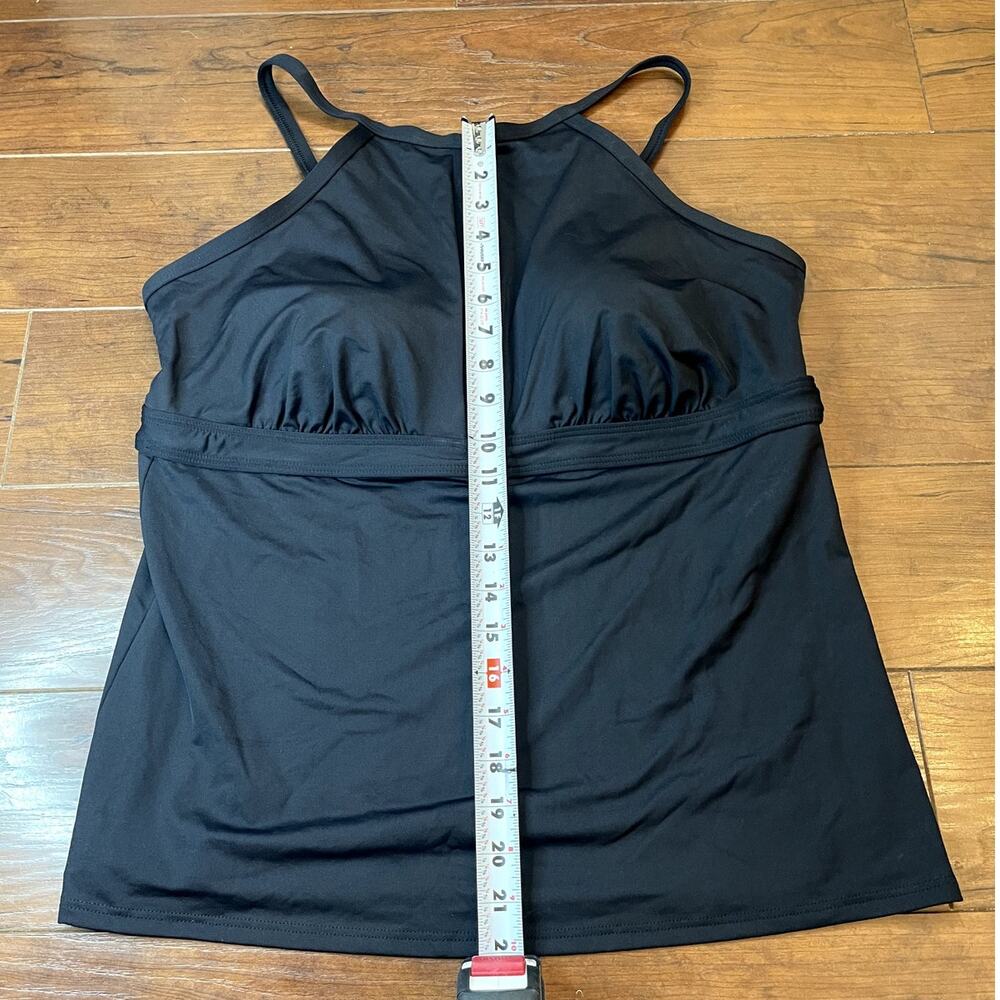 Lands' End Black Keyhole Tankini Swim Top Women Size 16 Padded Adjustable Straps - Picture 8 of 10